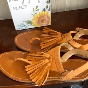 Lucky Brand Vibrant Orange Tassel Sandals
